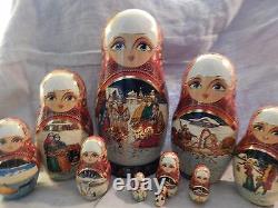 Russian Nesting Matryoshka Dolls 10 Fairy Tale Winter Scene 10