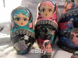 Russian Nesting Matryoshka Dolls 10 Pushkin Fairy Tales Prince Princess Bird