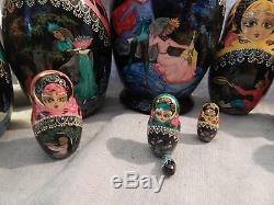 Russian Nesting Matryoshka Dolls 10 Pushkin Fairy Tales Prince Princess Bird