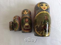 Russian Nesting/Stacking Matryoshka Doll, Troika theme, 7 pieces, hand painted