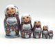Russian Nesting Winter Dolls 5 Piece Set Hand Carved Hand Painted