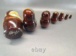 Russian Nesting dolls RARE Early Unknown art wooden figures toy matryoshka 7