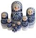 Russian Nesting Dolls Stacking 10 Parts Blue White Matryoshka Painted At Hand By