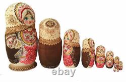 Russian Nesting dolls stacking 10 Parts Matryoshka Painted At Hand By Rousanova