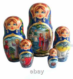 Russian Nesting dolls stacking Flowers Matryoshka Babushka Painted At Hand The