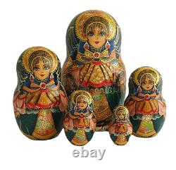 Russian Nesting dolls stacking Matriochka-Costume Traditional Painted At Hand By