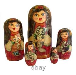 Russian Nesting dolls stacking Matryoshka Painted At Hand By Demidova Girl