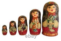 Russian Nesting dolls stacking Matryoshka Painted At Hand By Demidova Girl