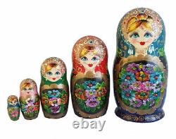 Russian Nesting dolls stacking Matryoshka Painted At Hand By Ivakina