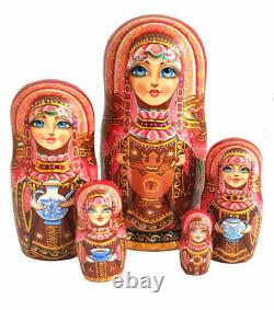 Russian Nesting dolls stacking Matryoshka Painted At Hand By Lepneva Prom