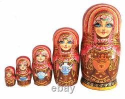 Russian Nesting dolls stacking Matryoshka Painted At Hand By Lepneva Prom