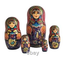 Russian Nesting dolls stacking Matryoshka Painted At Hand By Sergeeva Un