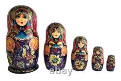 Russian Nesting dolls stacking Matryoshka Painted At Hand By Sergeeva Un