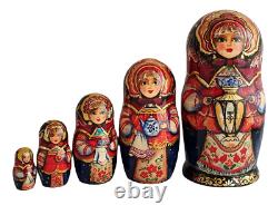 Russian Nesting dolls stacking Matryoshka Painted At Hand By Smirnova