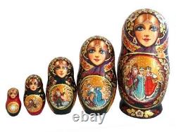 Russian Nesting dolls stacking Matryoshka Painted At Hand By Smirnova Morozko