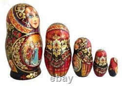 Russian Nesting dolls stacking Matryoshka Painted At Hand By Smirnova Morozko