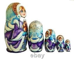 Russian Nesting dolls stacking Matryoshka Painted At Hand By Vasilieva Girl