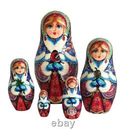 Russian Nesting dolls stacking Matryoshka Painted At Hand By Vasukova Girl
