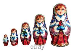 Russian Nesting dolls stacking Matryoshka Painted At Hand By Vasukova Girl