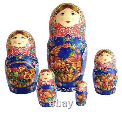 Russian Nesting dolls stacking Matryoshka The Champignions Painted At Hand