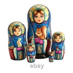 Russian Nesting dolls stacking Matryoshka With Of Animals Painted At Hand By