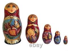 Russian Nesting dolls stacking Nest Matryoshka Painted At Hand By Stepkaeva