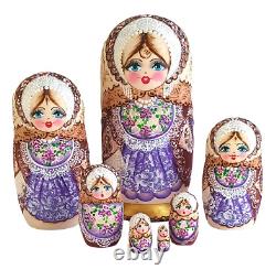 Russian Nesting dolls stacking Nest Matryoshka Painted At Hand Rousanova