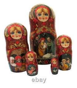 Russian Nesting dolls stacking Painted At Hand By Chouricova 5 Pièces Birth Of
