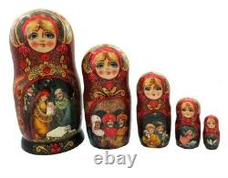 Russian Nesting dolls stacking Painted At Hand By Chouricova 5 Pièces Birth Of