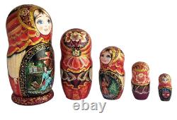 Russian Nesting dolls stacking Painted At Hand By Levachova 5 Pièces Bird Fire