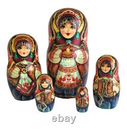 Russian Nesting dolls stacking Painted At Hand By Smirnova Saint Peterburg