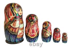 Russian Nesting dolls stacking Painted At Hand By Smirnova Saint Peterburg