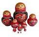 Russian Nesting Dolls Stacking Red Nooir 10 Parts Matryoshka Painted By Kidaeva