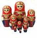 Russian Nesting Dolls Stacking Dolls 10 Parts With Samovar Painted At Hand By