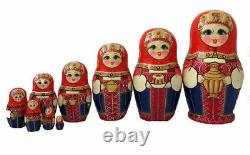 Russian Nesting dolls stacking dolls 10 Parts With Samovar Painted At Hand By