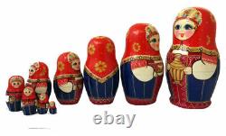 Russian Nesting dolls stacking dolls 10 Parts With Samovar Painted At Hand By
