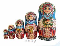 Russian Nesting dolls stacking dolls Matryoshka Painted At Hand By Ckavorina