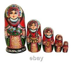 Russian Nesting dolls stacking dolls Matryoshka Painted At Hand By Korovina