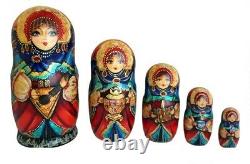 Russian Nesting dolls stacking dolls Matryoshka Painted At Hand By Sergeeva