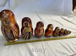 Russian Orthodox Matreshka wood Nesting Dolls, Set Of 10 Dolls, clean