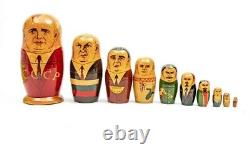 Russian Political Leaders Painted Matryoshka Nesting Wood 10 Doll Set