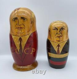 Russian Political Leaders Painted Matryoshka Nesting Wood 10 Doll Set