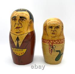 Russian Political Leaders Painted Matryoshka Nesting Wood 10 Doll Set