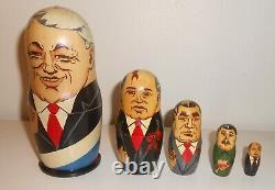 Russian Presidents Nesting Dolls Vintage RARE Set of 5