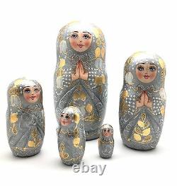 Russian Princess Nesting Doll Hand Painted babushka set Signed