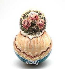 Russian Roly Poly Hand Carved Hand Painted no Nesting DOLL