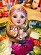 Russian Roly Poly Russian Nesting Doll Young Girl & Puppiesmuseum Artsigned