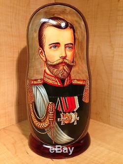 Russian Romanov Tsar Queen Prince Princess Portraits Matryoshka Nesting Doll 10