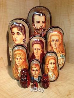 Russian Romanov Tsar Queen Prince Princess Portraits Matryoshka Nesting Doll 10