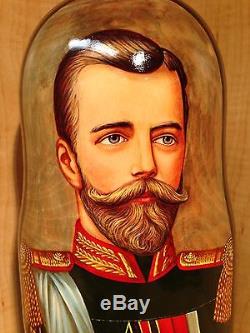 Russian Romanov Tsar Queen Prince Princess Portraits Matryoshka Nesting Doll 10